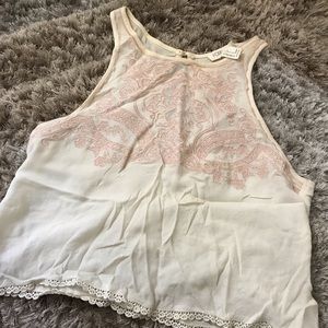 F21 Cream and Soft pink lace top